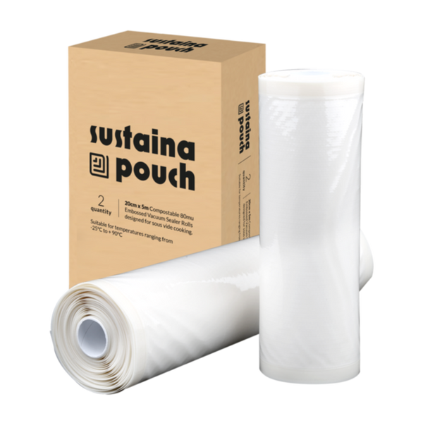 Sustaina Pouch Compostable 80micron Embossed Vacuum Sealer Rolls